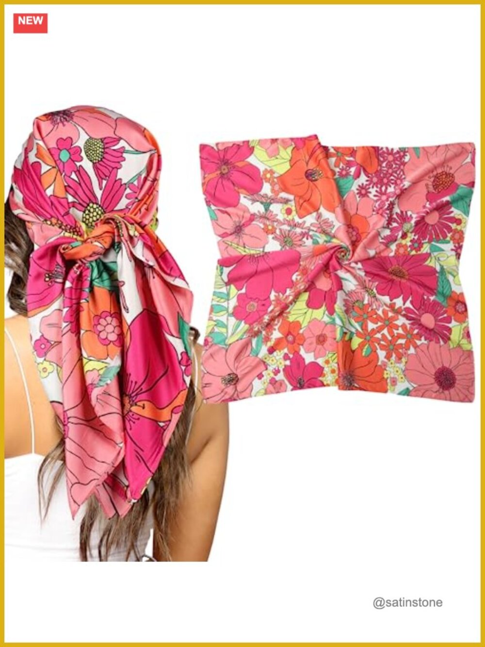 Large Satin Head Scarf 35" Silk-Feeling Hair Bandana & Sleep Wrap
